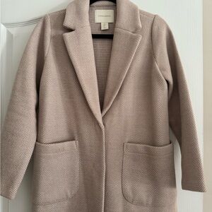 Cynthia Rowley Tan and White Blazer with Notched Lapels